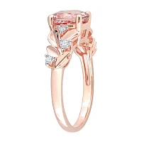 Womens Genuine Pink Morganite 10K Rose Gold Cocktail Ring