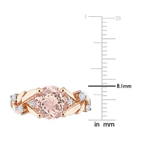 Womens Genuine Pink Morganite 10K Rose Gold Cocktail Ring