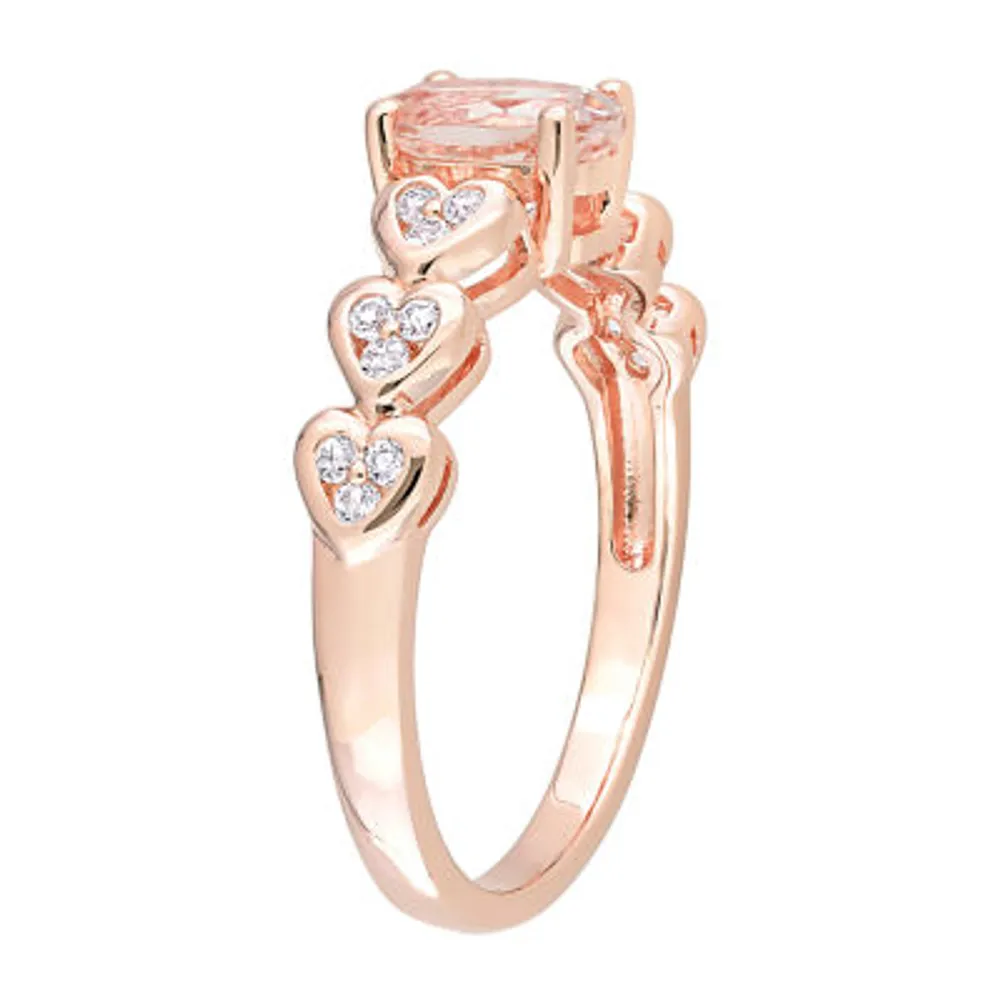 Womens Genuine Pink Morganite 18K Rose Gold Over Silver Cocktail Ring