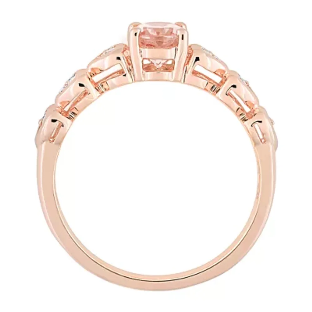 Womens Genuine Pink Morganite 18K Rose Gold Over Silver Cocktail Ring