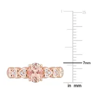 Womens Genuine Pink Morganite 18K Rose Gold Over Silver Cocktail Ring