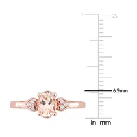 Womens Genuine Pink Morganite 18K Rose Gold Over Silver Cocktail Ring