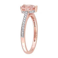 Womens Genuine Pink Morganite 10K Rose Gold Cocktail Ring