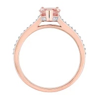 Womens Genuine Pink Morganite 10K Rose Gold Cocktail Ring