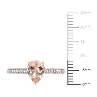 Womens Genuine Pink Morganite 10K Rose Gold Cocktail Ring