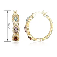 Multi Color 18K Gold Over Silver 25.1mm Hoop Earrings