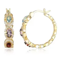 Multi Color 18K Gold Over Silver 25.1mm Hoop Earrings