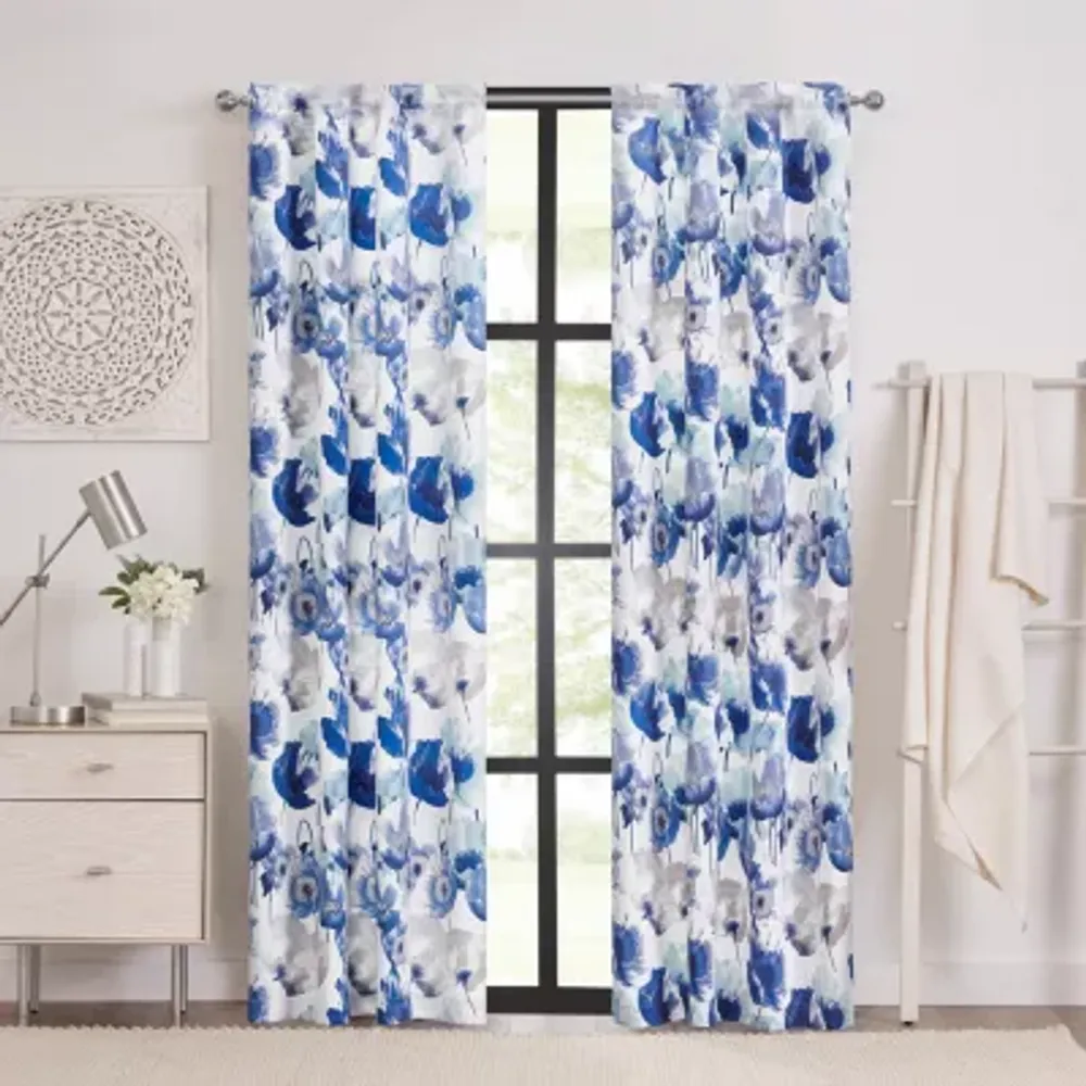 Achim Poppy Field Blackout Rod Pocket Single Curtain Panel