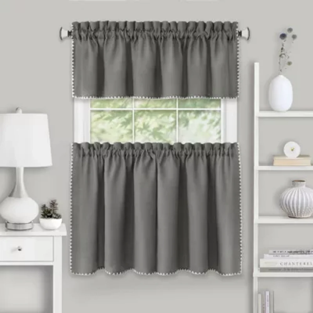 Achim Kendal 3-pc. Rod Pocket Kitchen Curtain Window Set