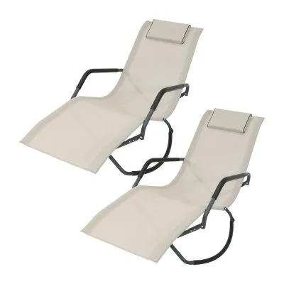 Folding Rocking Chaise 2 Pack Patio Lounge Chair