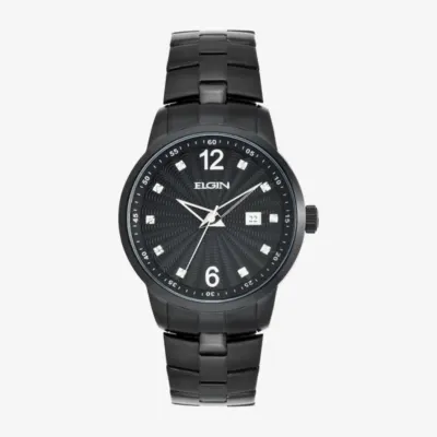 Elgin Mens Black Bracelet Watch Fg7084