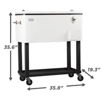 BLACK+DECKER Mobile Cooler Cart 2 Door Seal And Lid Bottle Opener with Catch Basin Bottom Storage Tray