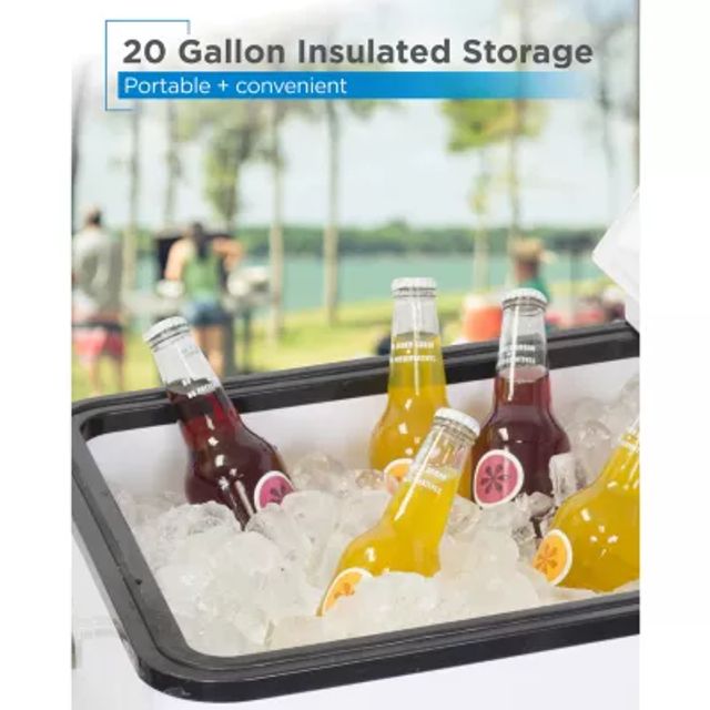 BLACK+DECKER Mobile Cooler Cart 2 Door Seal And Lid Bottle Opener with Catch Basin Bottom Storage Tray