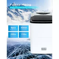 BLACK+DECKER Self-Cleaning Portable Ice Machine with 26-Lb. Capacity Every 24 Hours with Basket & Scoop