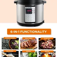 Commercial Chef Electric Pressure Cooker 6.3 Quarts 24-Hour Preset Timer Stainless Steel Interior