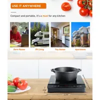 Commercial Chef Portable Induction Cooker 3-Hour Timer LED Display 1800 Watts