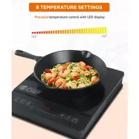 Commercial Chef Portable Induction Cooker 3-Hour Timer LED Display 1800 Watts