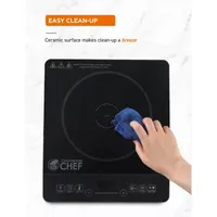 Commercial Chef Portable Induction Cooker 3-Hour Timer LED Display 1800 Watts