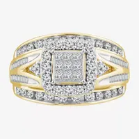 Womens / CT. T.W. Natural White Diamond 10K Gold Side Stone Halo Bridal Set