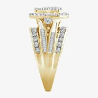 Womens 1 CT. T.W. Natural White Diamond 10K Gold Pear Side Stone Halo Engagement Ring