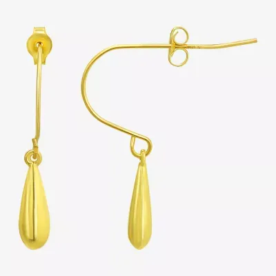 Teardrop 10K Gold Drop Earrings