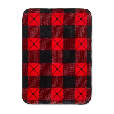 Shavel Home Products Buffalo Check Red Hi Pile Midweight Throw