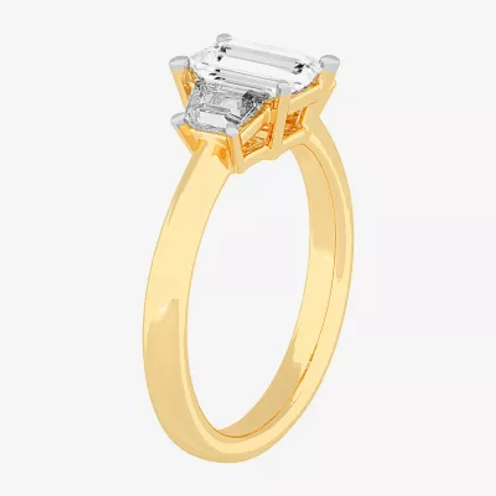 G-H / Si1-Si2) Womens CT. T.W. Lab Grown White Diamond 14K Gold 3-Stone Engagement Ring