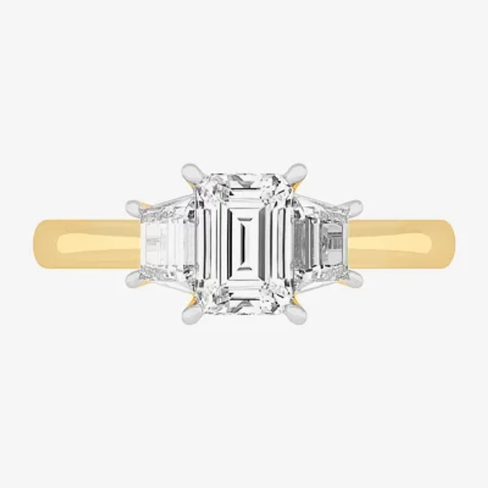 G-H / Si1-Si2) Womens CT. T.W. Lab Grown White Diamond 14K Gold 3-Stone Engagement Ring
