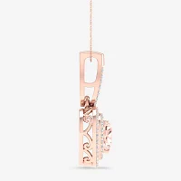 Womens Genuine Pink Morganite & 1/ CT. T.W. Genuine Diamond 10K Rose Gold Heart Pendant Necklace