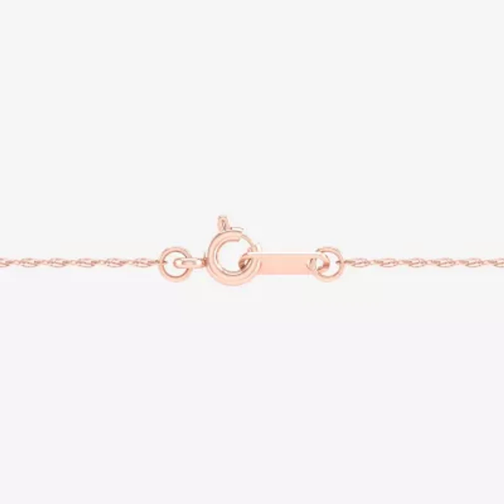 Womens Diamond Accent Genuine Pink Morganite 10K Rose Gold Heart Pendant Necklace