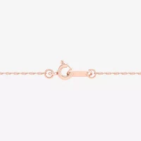 Womens Diamond Accent Genuine Pink Morganite 10K Rose Gold Heart Pendant Necklace