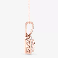 Womens Genuine Pink Morganite &  1/10 CT. T.W. Genuine Diamond 10K Rose Gold Heart Pendant Necklace