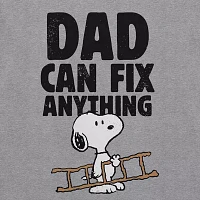 Mens Short Sleeve Peanuts Snoopy Dad Can Fix Anything Graphic T-Shirt
