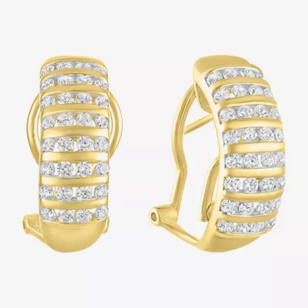 (G-H / I1-I2) Womens 1 CT. T.W. Lab Grown White Diamond 10K Gold 23mm Hoop Earrings