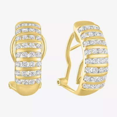 (G-H / I1-I2) Womens 1 CT. T.W. Lab Grown White Diamond 10K Gold 23mm Hoop Earrings