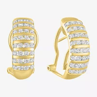 (G-H / I1-I2) Womens 1 CT. T.W. Lab Grown White Diamond 10K Gold 23mm Hoop Earrings