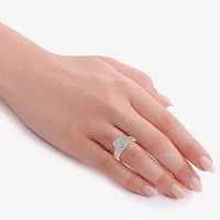 (G / Vs2-Si1) Womens 1 CT. T.W. Lab Grown White Diamond 10K Gold Side Stone Halo Bridal Set