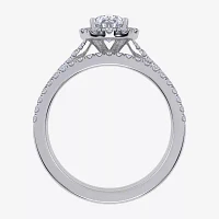 G / Vs2-Si1) Womens 1 CT. T.W. Lab Grown White Diamond 10K Gold Pear Side Stone Halo Bridal Set