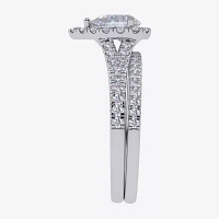 G / Vs2-Si1) Womens 1 CT. T.W. Lab Grown White Diamond 10K Gold Pear Side Stone Halo Bridal Set