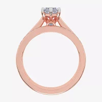 (G / Vs2-Si1) Womens 1 1/2 CT. T.W. Lab Grown White Diamond 10K Rose Gold Marquise Side Stone Bridal Set