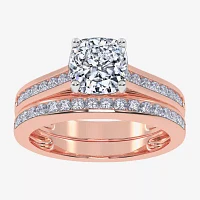 (G / Vs2-Si1) Womens 1 1/2 CT. T.W. Lab Grown White Diamond 10K Rose Gold Round Side Stone Bridal Set