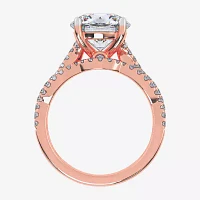 (G-H / Si1-Si2) Womens 3 1/2 CT. T.W Lab Grown White Diamond 14K Rose Gold Round Side Stone Engagement Ring