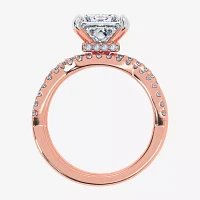 (G-H / Si1-Si2) Womens 3 1/2 CT. T.W Lab Grown White Diamond 14K Rose Gold Side Stone Engagement Ring