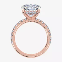 Womens 5 1/2 CT. T.W. White Diamond 14K Rose Gold Cushion Side Stone Engagement Ring
