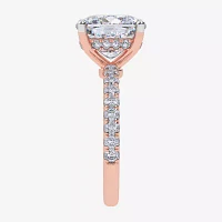 Womens 5 1/2 CT. T.W. White Diamond 14K Rose Gold Cushion Side Stone Engagement Ring
