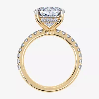 Womens 5 1/2 CT. T.W. White Diamond 14K Gold Cushion Side Stone Engagement Ring