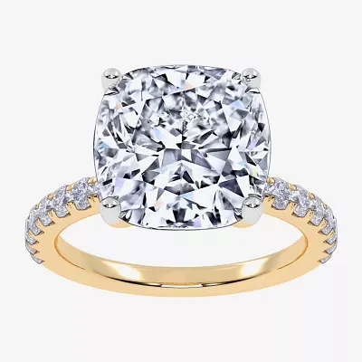 Womens 5 1/2 CT. T.W. White Diamond 14K Gold Cushion Side Stone Engagement Ring