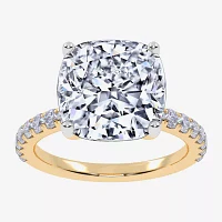 Womens 5 1/2 CT. T.W. White Diamond 14K Gold Cushion Side Stone Engagement Ring