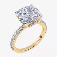 Womens 5 1/2 CT. T.W. White Diamond 14K Gold Cushion Side Stone Engagement Ring