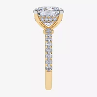 Womens 5 1/2 CT. T.W. White Diamond 14K Gold Cushion Side Stone Engagement Ring
